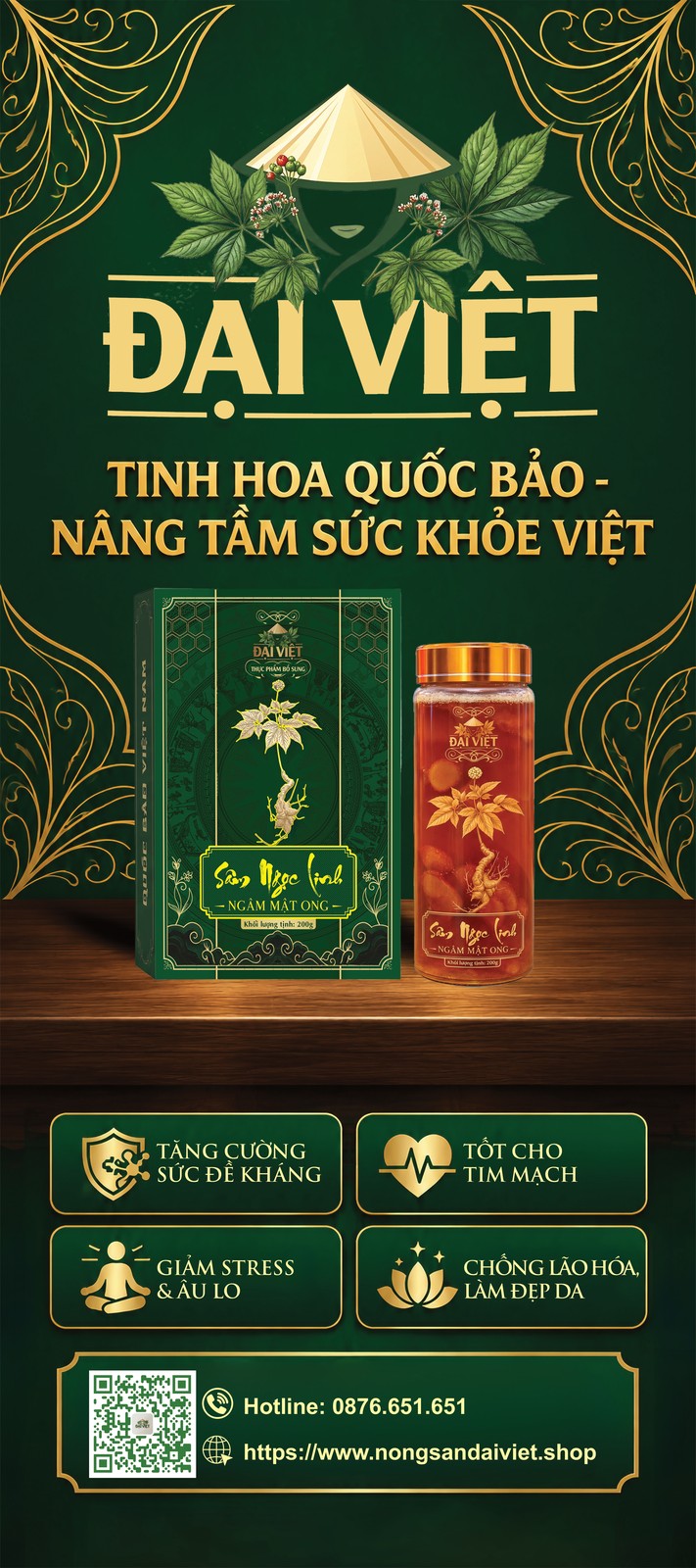 Standee Thương Hiệu Đại Việt - Tinh Hoa Quốc Bảo Nâng Tầm Sức Khỏe Việt